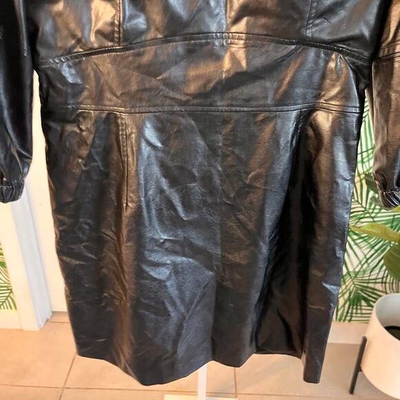 NEW Ba&sh Black Faux Leather Puff Sleeve Dress Medium - Picture 5 of 10